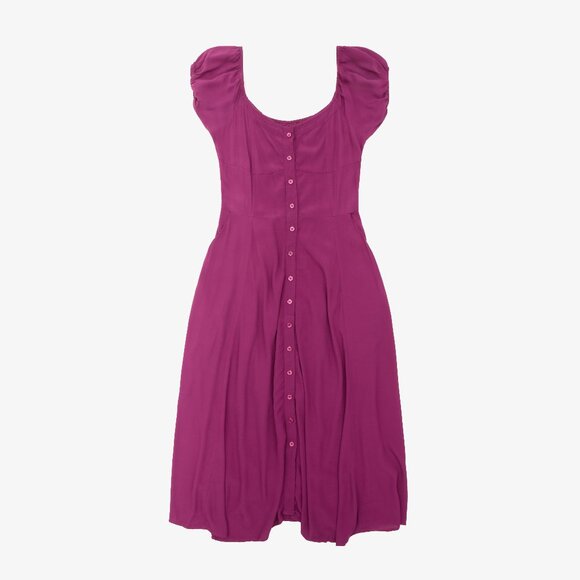 Vibrant Magenta Puff Sleeve Dress - Picture 1 of 2
